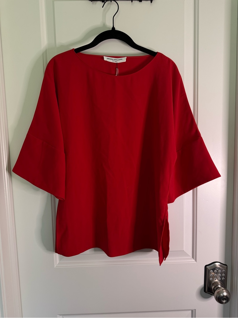 NWT Amanda Uprichard Vibrant Red Bell Sleeve Top